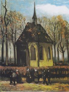 Van Gogh Museum Art Theft- Congregation Leaving the Reformed Church in Nuenen